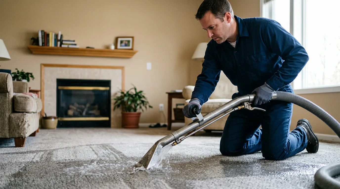 Water damage restoration technician working near Wataga, IL